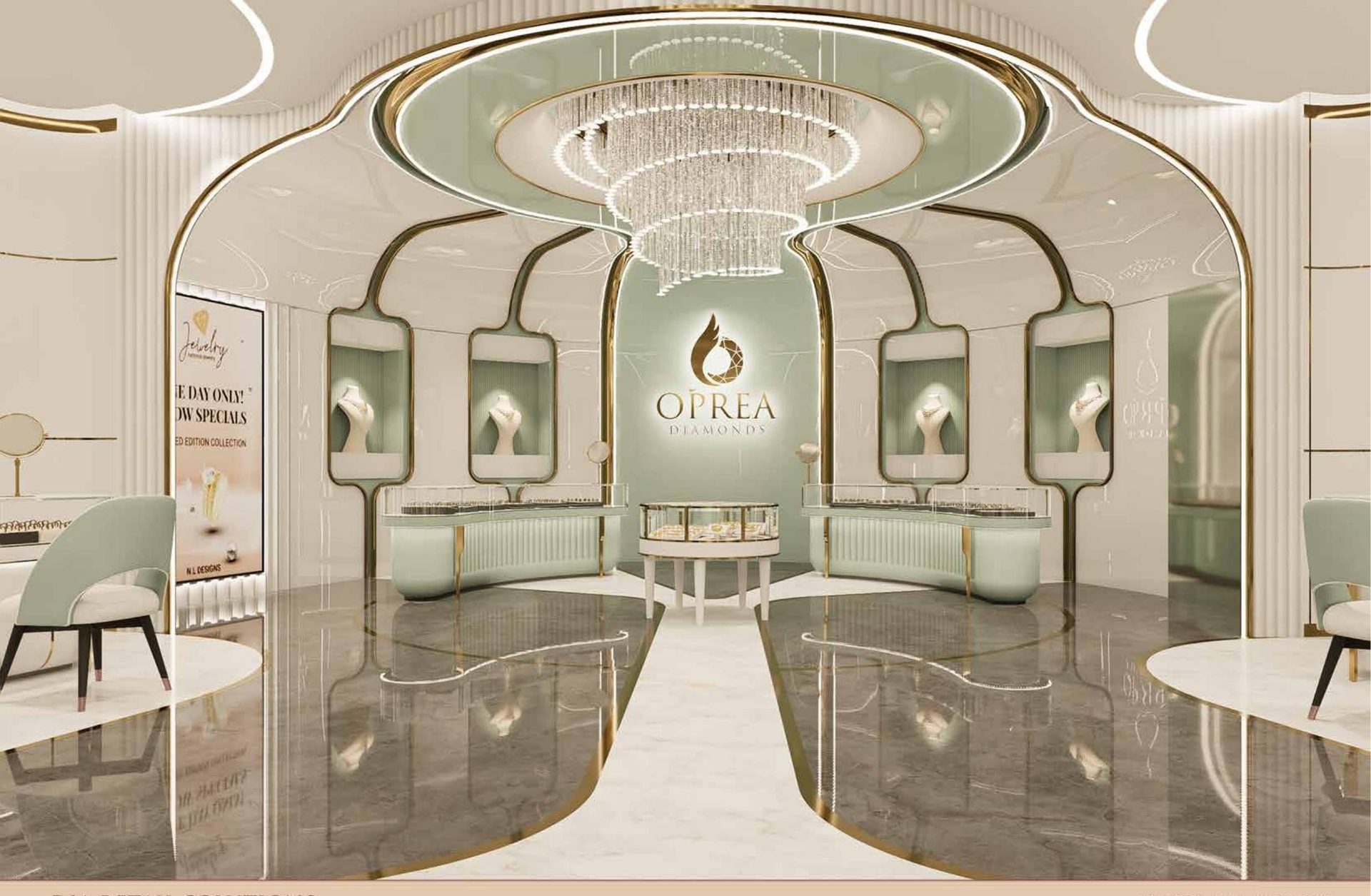 Oprea Diamonds showroom interior in Hyderabad